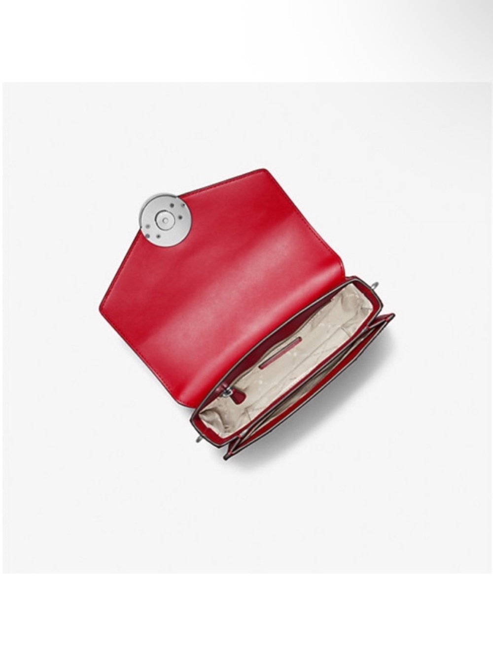 Michael Kors Red Leather Envelope Crossbody with MK Medallion - Picture 2 of 5